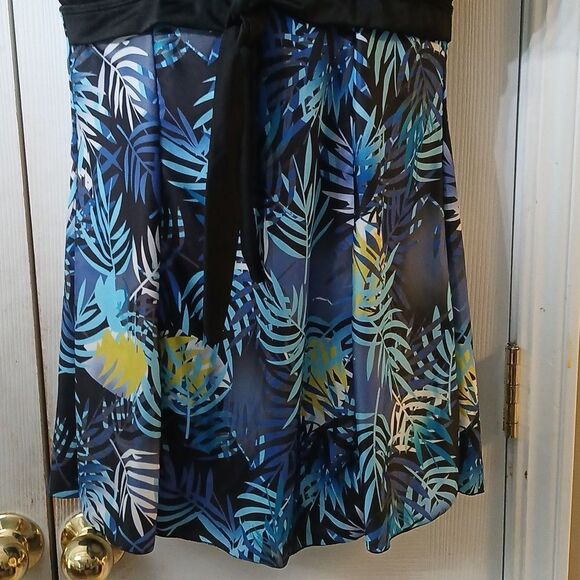 Slopehill black blue fern print Tankini Top Swimwear Dress Sz XL - Picture 2 of 7
